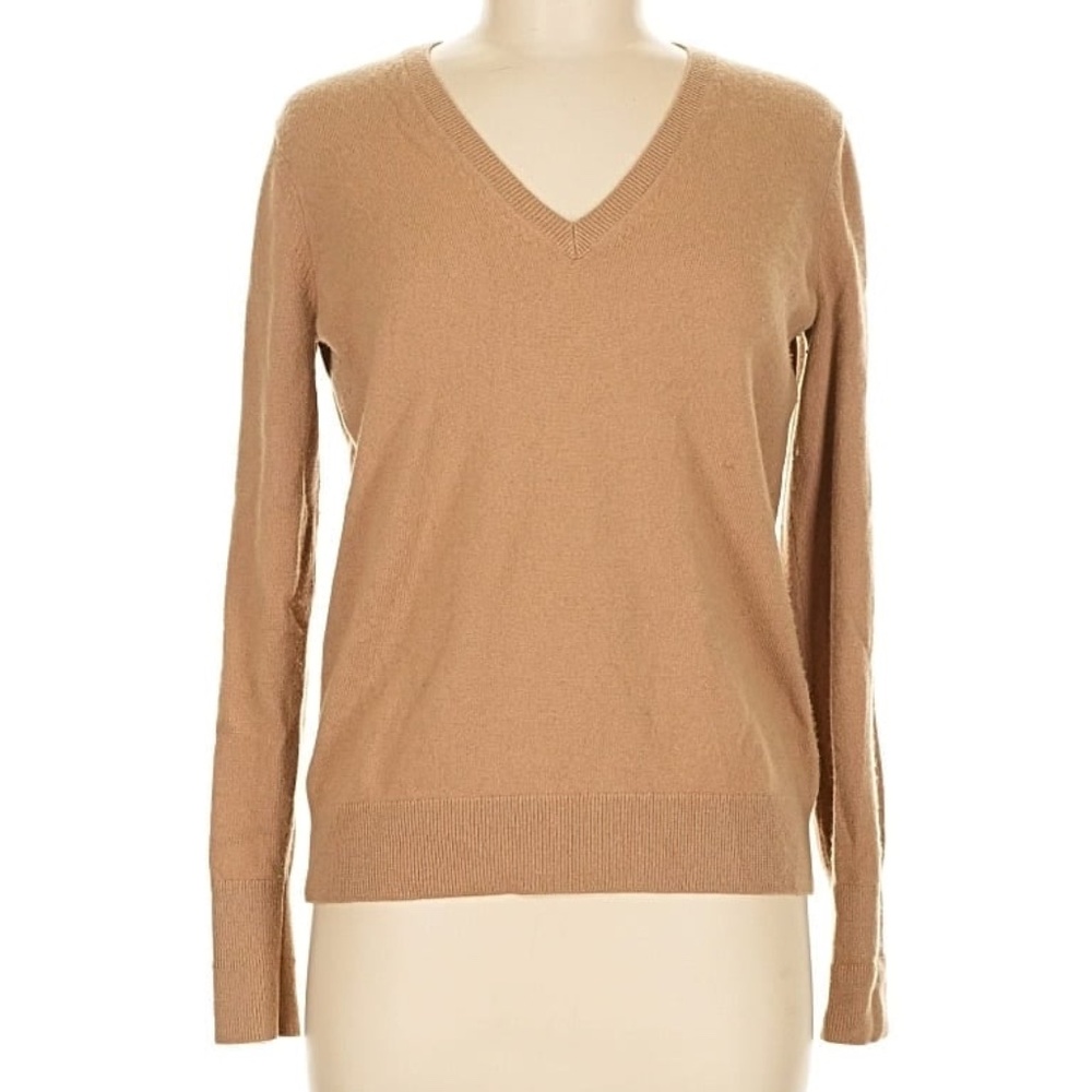 EVERLANE Classic V-neck Sweater in 100% Cashmere | Camel | Size S